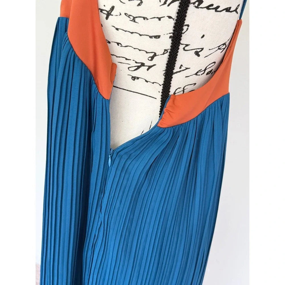 Nasty Gal Collection Plisse Wide Leg Jumpsuit Teal Orange Two Tone Size 4 - Picture 10 of 16